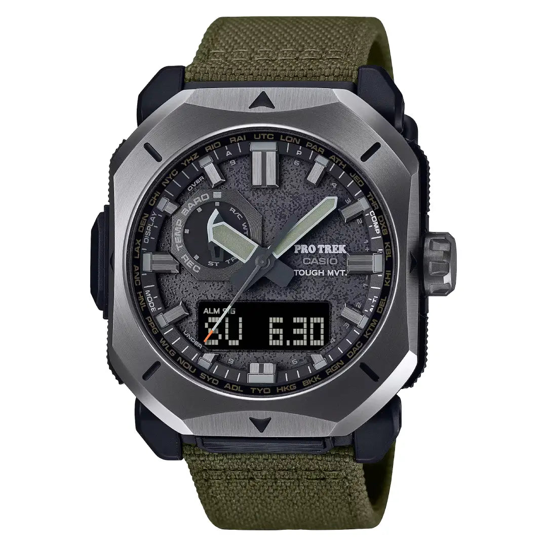 Casio Pro Trek Climber Line PRW-6900YB-3DR Black Dial Green CORDURA Strap Men's Watch