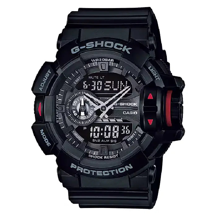 Casio G Shock GA-400-1B Analog-Digital "Rotary Switch" Black Dial 51.9mm Resin Strap Men's Watch