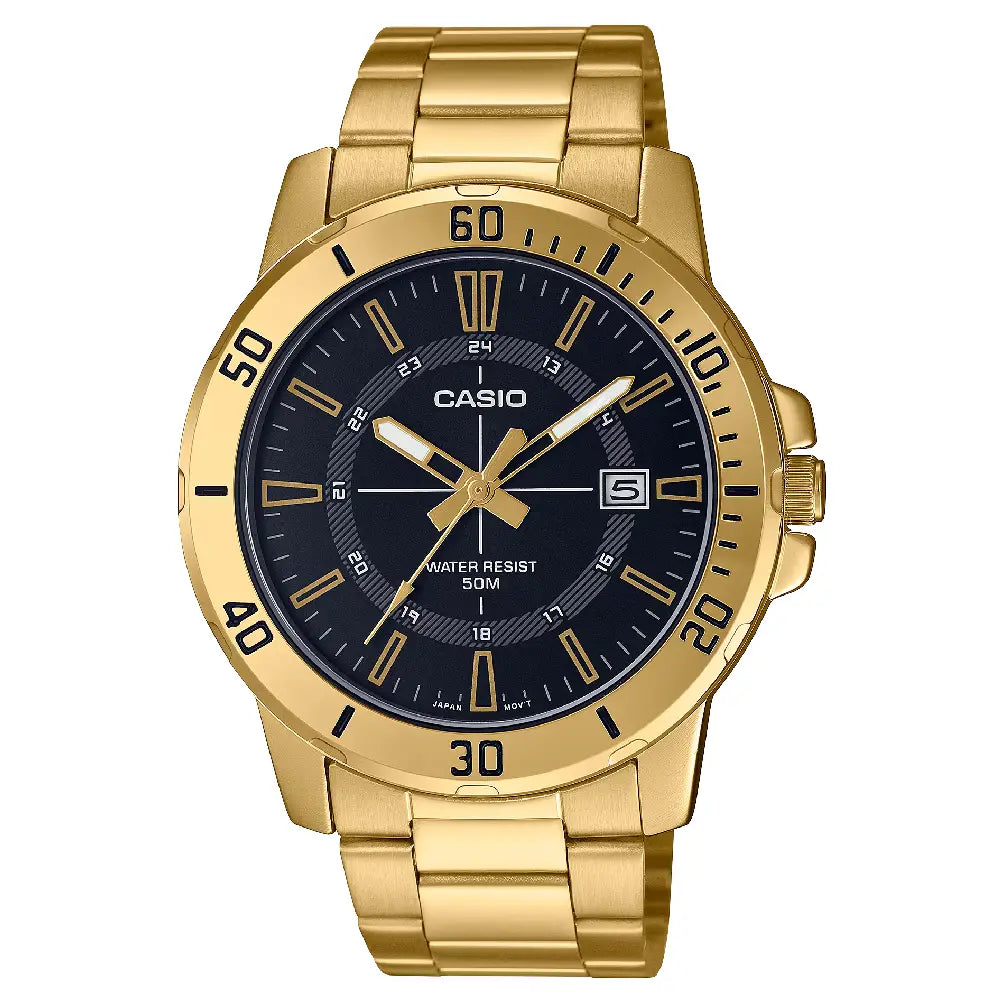Casio Enticer MTP-VD01G-1CVUDF Date Analog Black Dial Stainless Steel Men's Watch