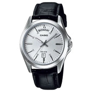 Casio Enticer Analog MTP-1370L-7AVDF Multi-Dial Silver Dial 40mm Leather Strap Men's Watch