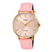 Casio Enticer Ladies Analog LTP-VT01GL-4BUDF Pink Dial Leather Strap Women's Watch
