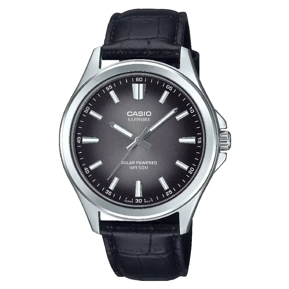 Casio Standard MTS-RS100L-1AVDF Tough Solar Analog Black Dial Leather Strap Men's Watch