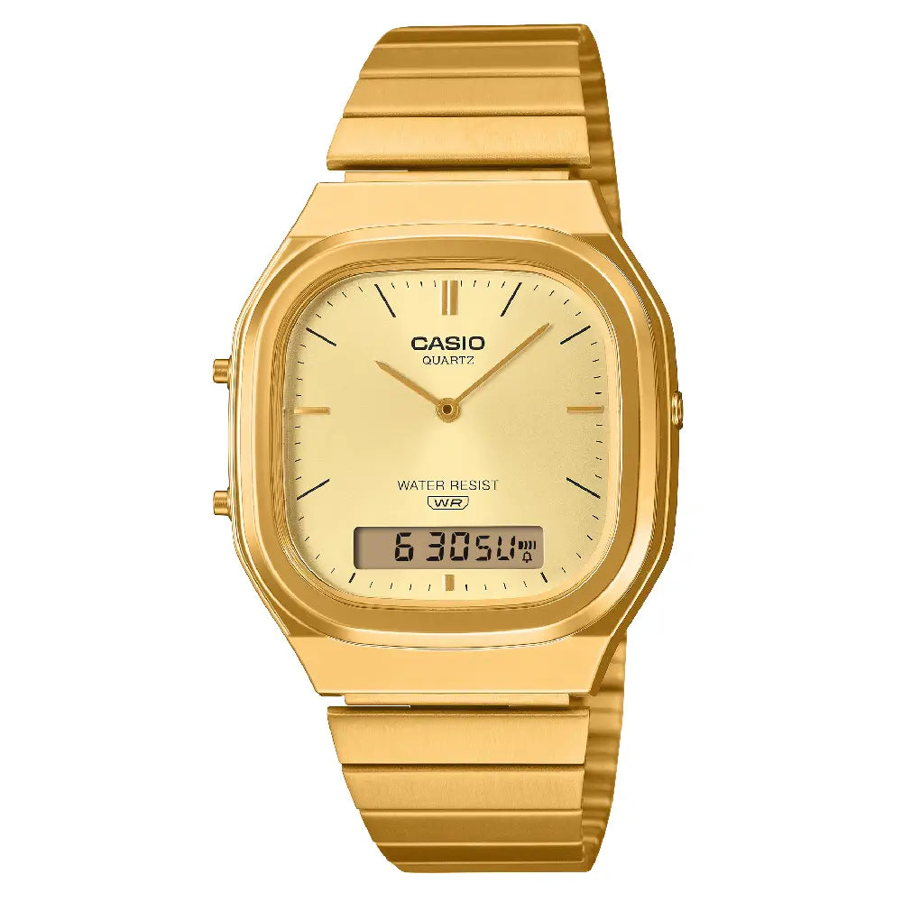 Casio Analog-Digital Vintage AQ-240EG-9ADF Gold Dial Gold Stainless Steel Men's Watch