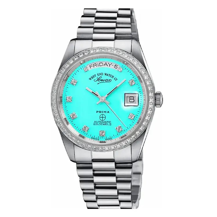 West End Automatic Analog The Classics 6829.10.3357-DIAM Turquoise Dial 37mm Stainless Steel Unisex Watch