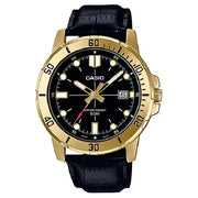 Casio Enticer Analog MTP-VD01GL-1EVUDF Black Dial Leather Strap Men's Watch