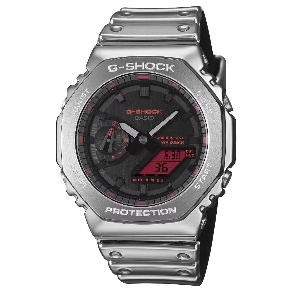 Casio G-Shock GM-2100YRA-8A Fine Metallic black dial 44mm men's watch with silicone band