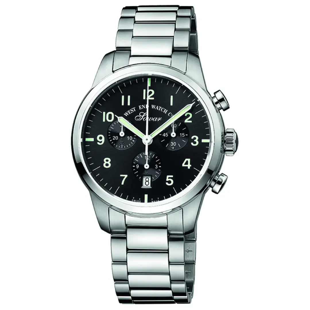 West End  Everbright Chronograph 8091.10.3307W Black Dial Stainless Steel Men's Watch