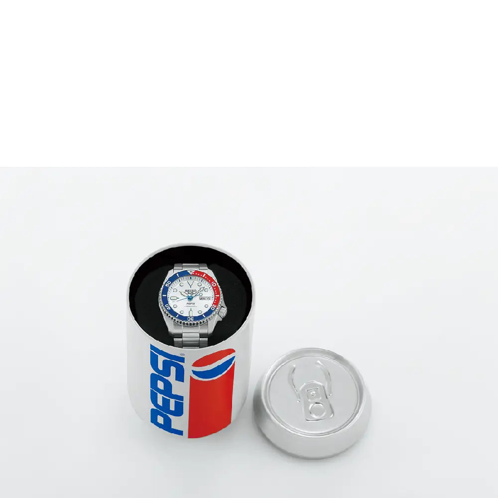 Seiko 5 SRPL99K1 Limited Edition "Pepsi" Sports Automatic Diver Silver Dial 38mm Stainless Steel Men's Watch