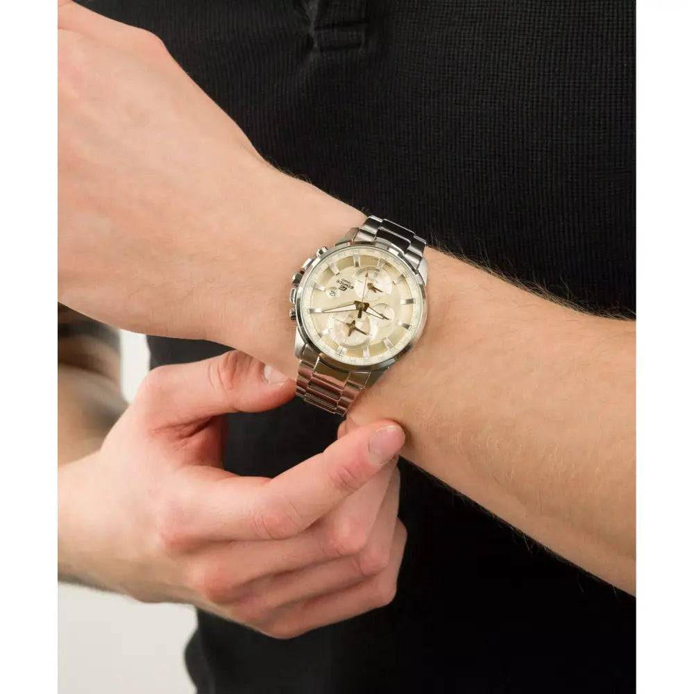 Casio Edifice ETD-310D-9AVUDF Analog World Time Cream Dial Stainless Steel Men's Watch