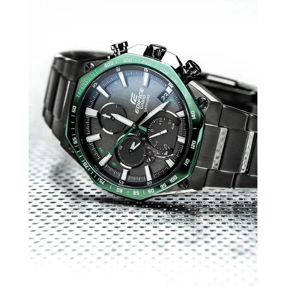 Casio Edifice EQB-1100XDC-1A green octagon slim chronograph stainless steel 