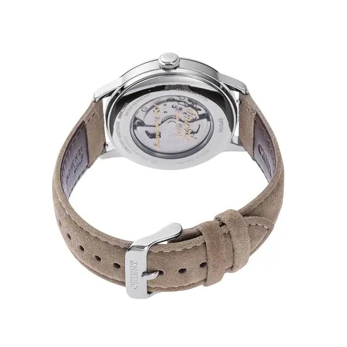 Orient Classic RN-AK0808S (RA-AK0808S) Automatic "Bambino Sun & Moon" 75th Anniversary Limited Edition (5,500 Pieces) White Dial 41.5mm Leather Strap Men's Watch