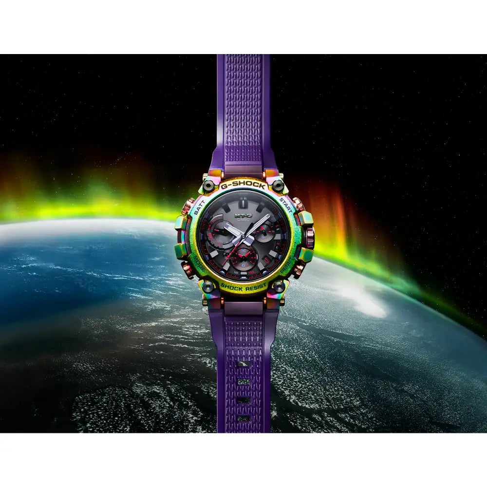 Casio G Shock MTG-B3000PRB-1A Analog Tough Solar Multi-Band 6 Multi-Color Dial Resin Strap Men's Watch