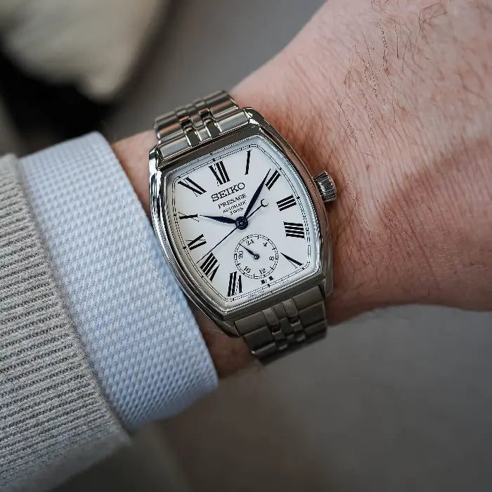 Seiko Presage SPB537  Tonneau Automatic White Dial 35.9mm Stainless Steel Men's Watch