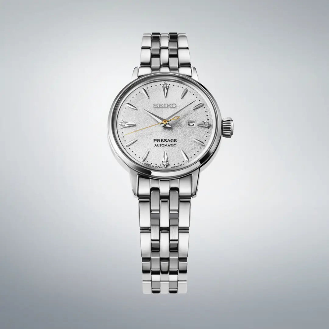 Seiko Presage SRE017 Cocktail Time Automatic "Hot Buttered Rum" White Dial 30.3mm Stainless Steel Women's Watch
