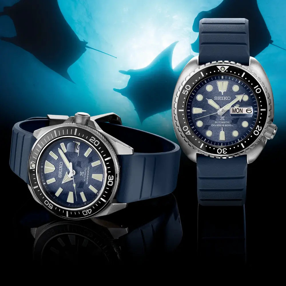 Seiko Prospex SRPF77K1 Automatic Diver "Save the Ocean" Special Edition Blue Dial Silicone Strap Men's Watch