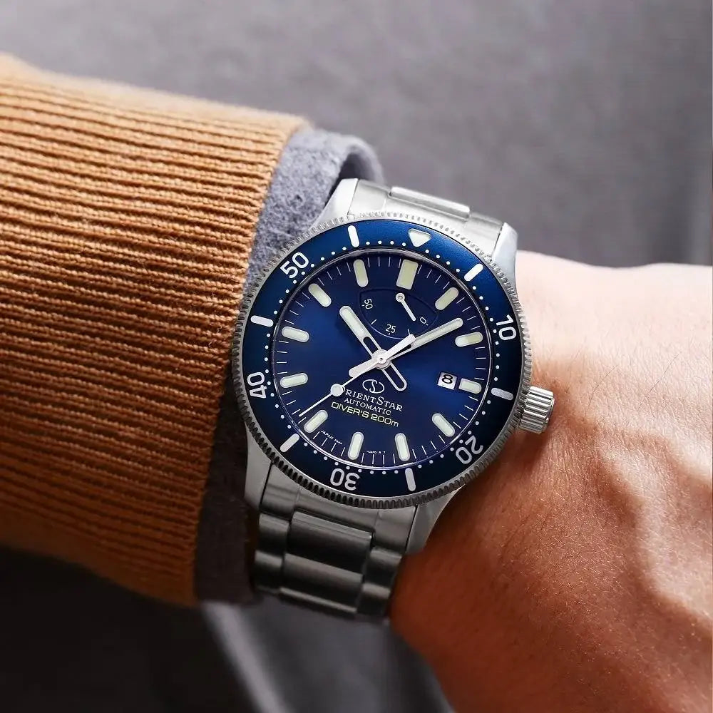 Orient Star RE-AU0302 Sports Automatic Power Reserve Date Function Blue Dial Stainless Steel Men's Watch
