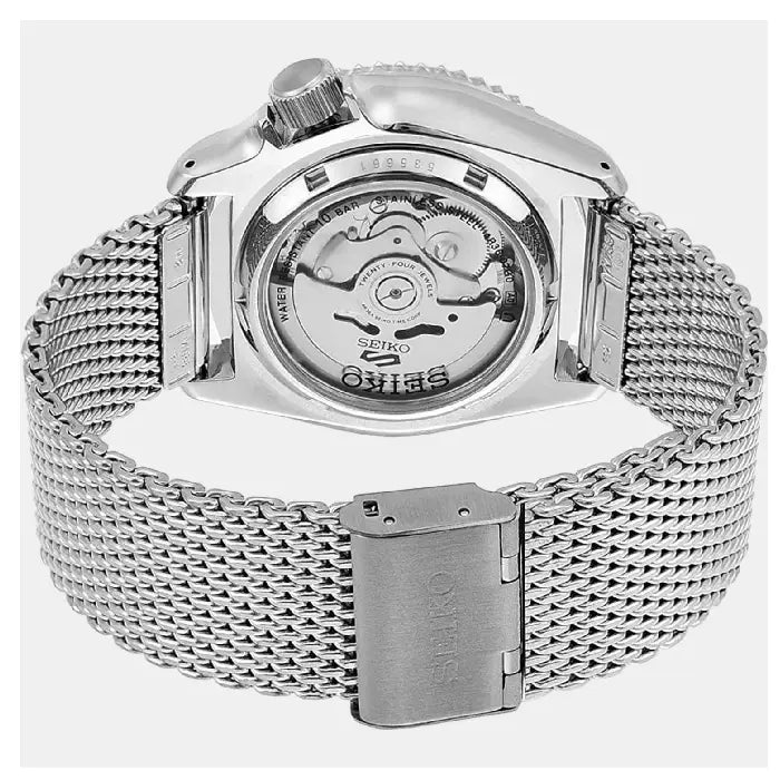 Seiko 5 Sports SRPD67K1 men's watch transparent case back view