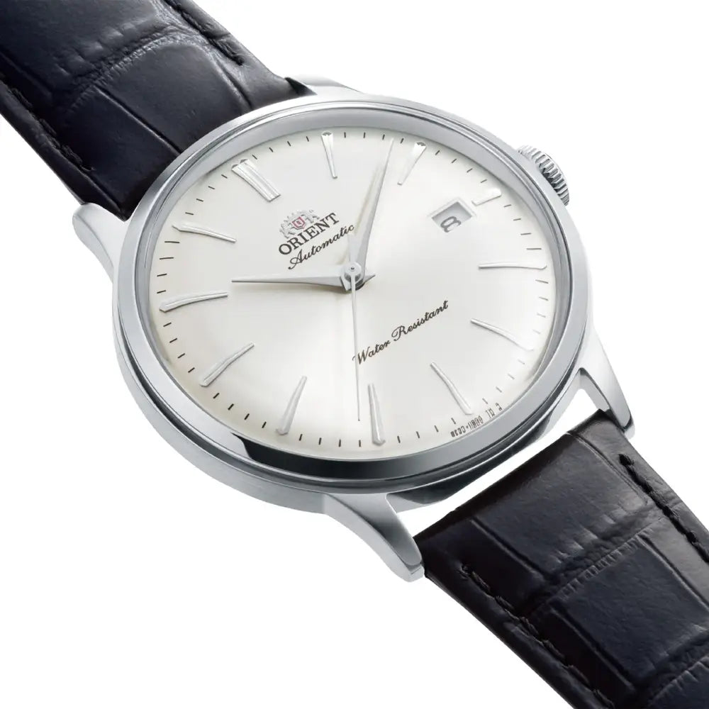 Orient Bambino RA-AC0031S automatic watch with white dial & leather strap