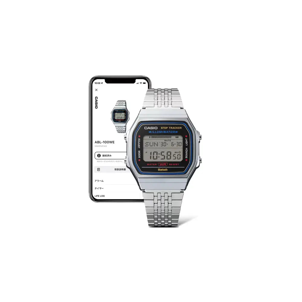 Casio Vintage Digital ABL-100WE-1ADF Bluetooth Black Dial Stainless Steel Unisex Watch