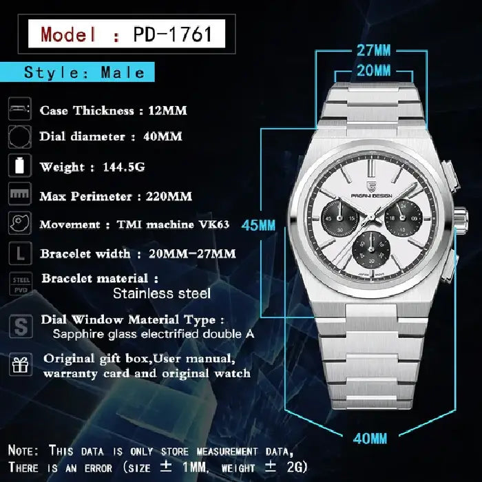 Pagani Design PRX Chronograph "PRX Chrono" Homage PD1761 Men's Watch