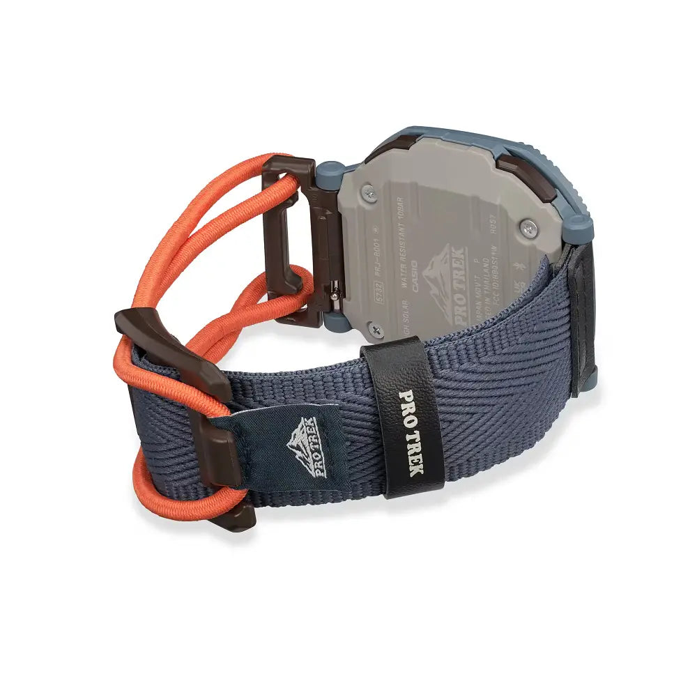 Casio ProTrek PRJ-B001B-2DR Analog-Digital Solar Bluetooth "Rotary Guard" Dusty Blue Dial Cloth Bungee Strap Men's Watch