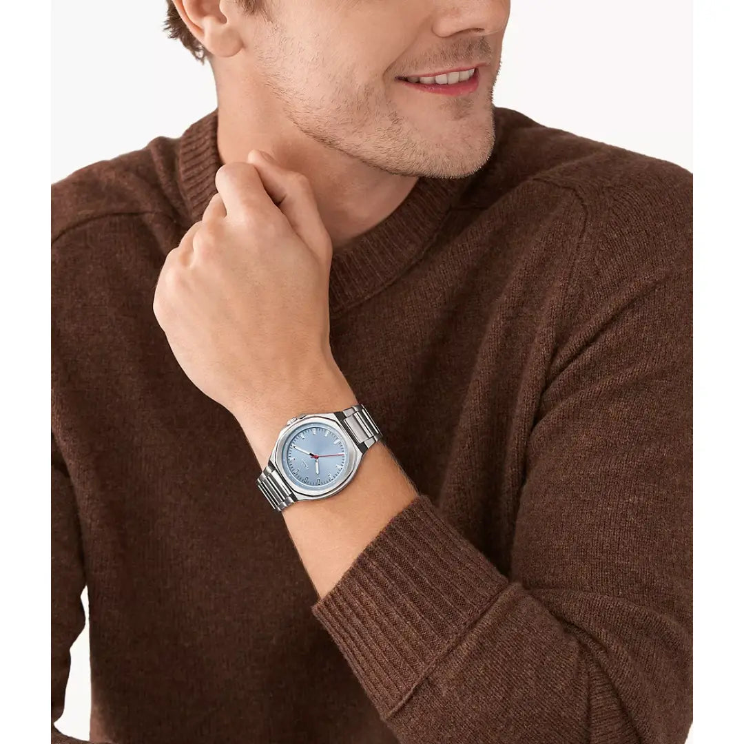 Fossil Evanston BQ2766 Solar-Powered Three-Hand Blue Dial & Stainless Steel Men's Watch