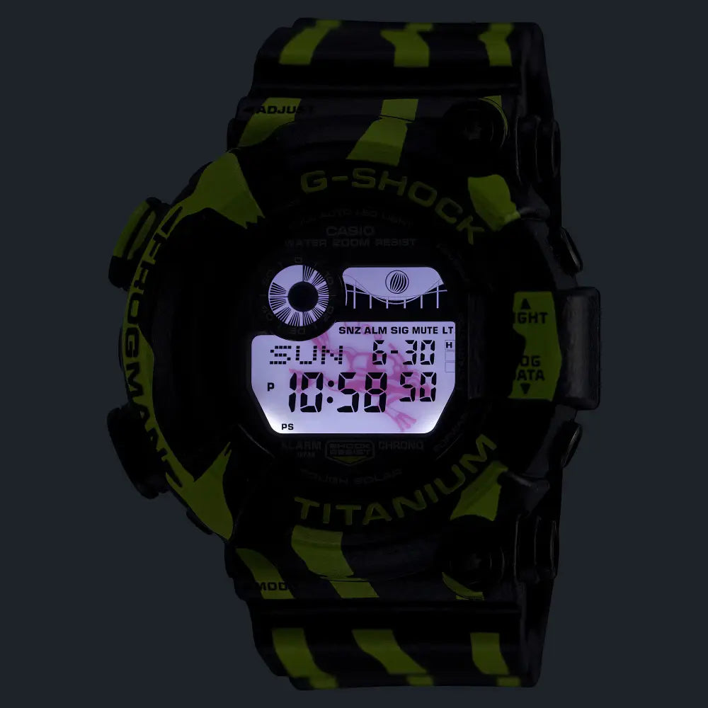 GW-8200TPF-1J G-Shock Frogman poison dart frog green stripes digital display