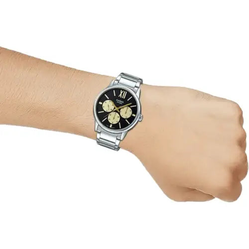 Casio Enticer MTP-E312D-1B1VDF Multi-Function Analog Black Dial Stainless Steel Men's Watch