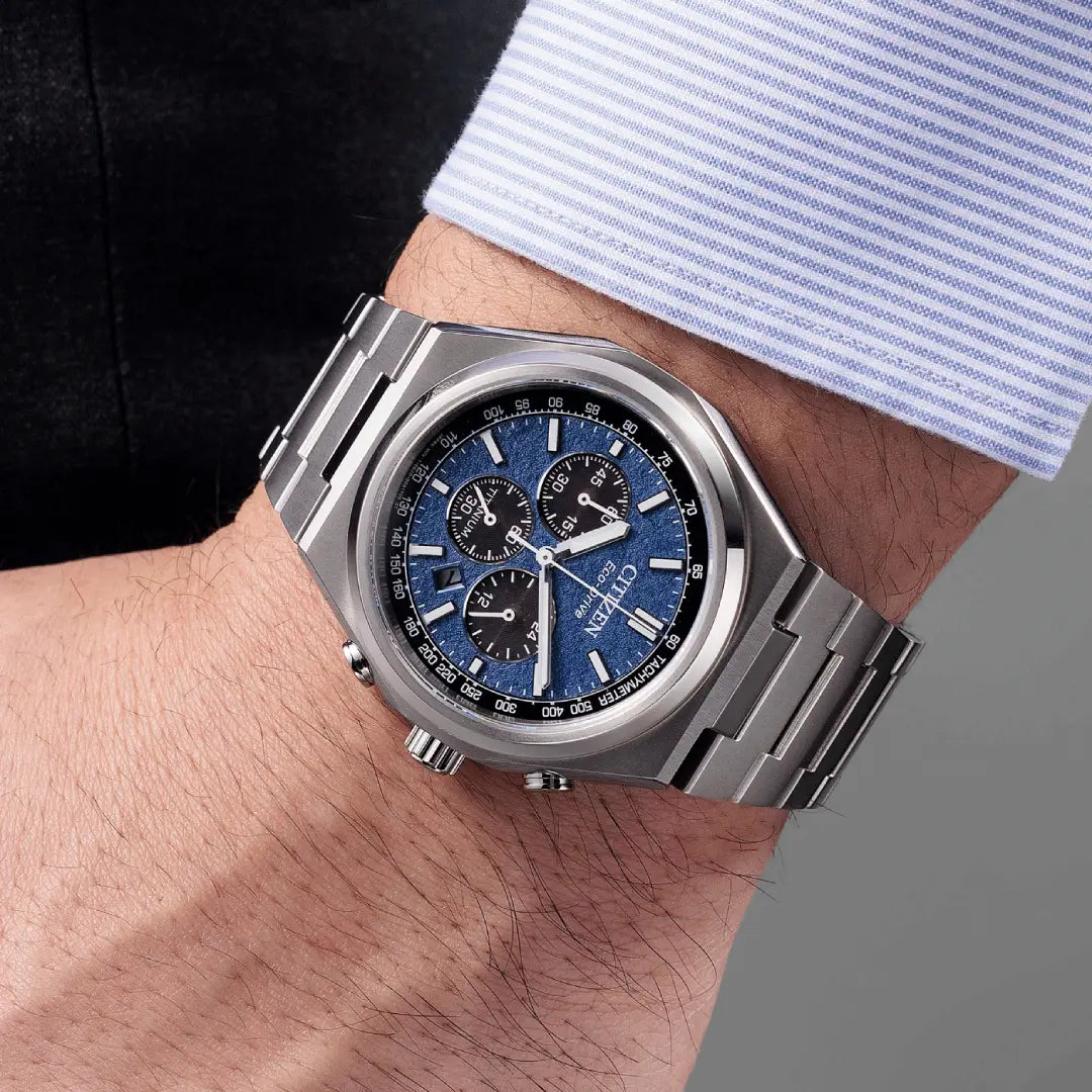Citizen Eco-Drive Chronograph CA4610-85L Blue Dial Titanium Men's Watch