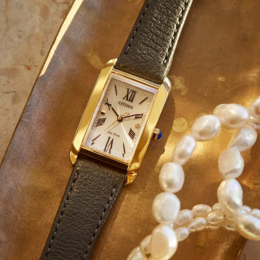 Citizen Eco-Drive EW5622-09P Analog "Citizen L Bianca" Gold Dial 32.4mm Leather Strap Women's Watch