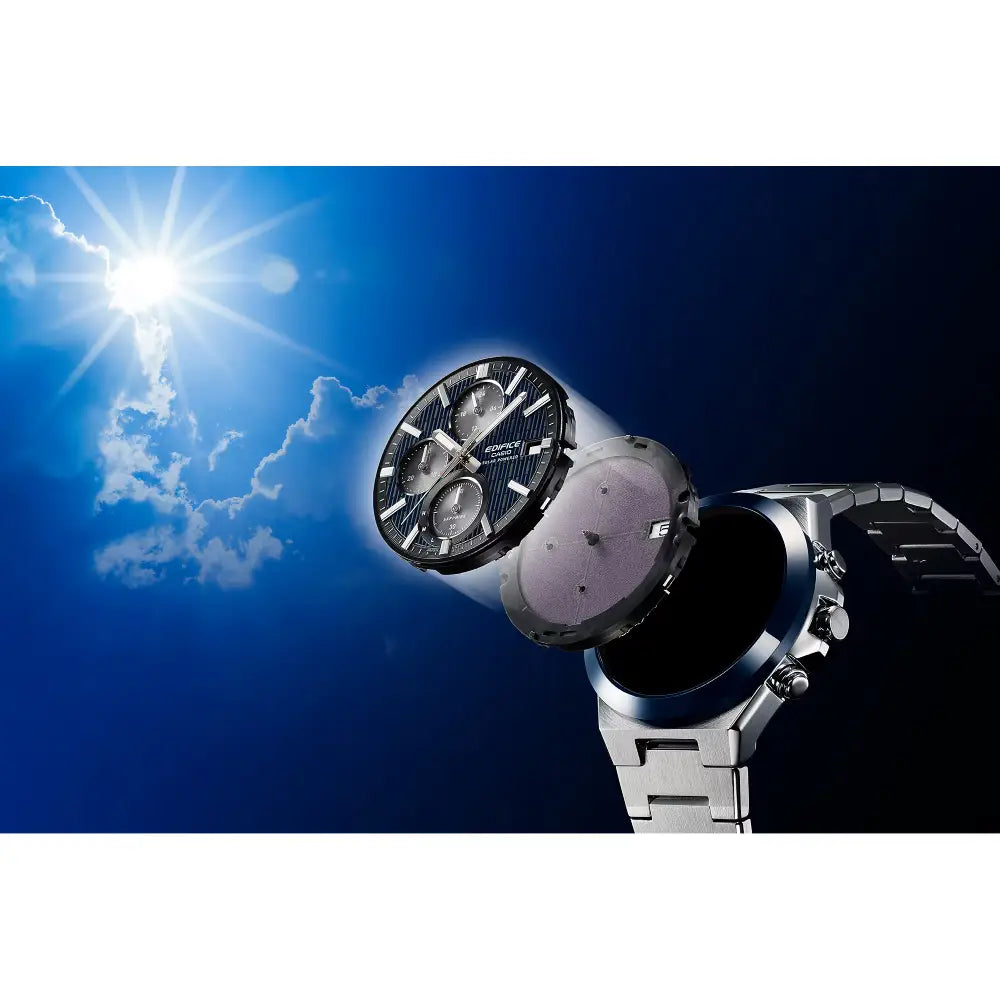 Casio Edifice EFS-S650D-2A solar chronograph blue dial steel watch
