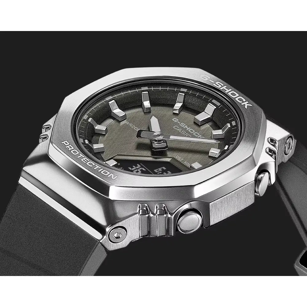 Casio G Shock "Mini Metal CasiOak" GM-S2110-1A1 Black Crosshatch Dial 40.5mm Bio-Based Resin Strap Unisex Watch
