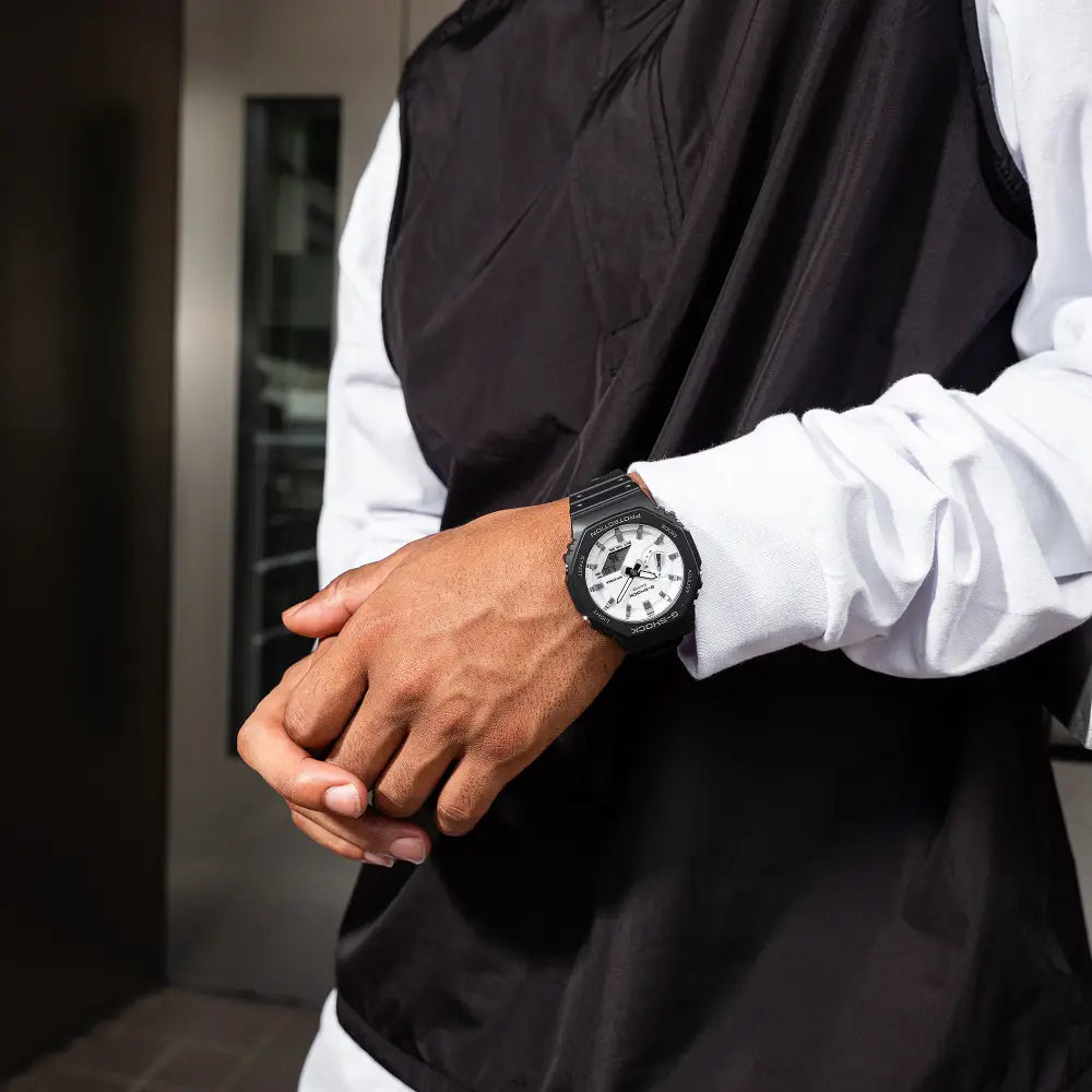 Casio G Shock GA-2100WD-1A Analog-Digital White Dial Resin Strap Men's Watch