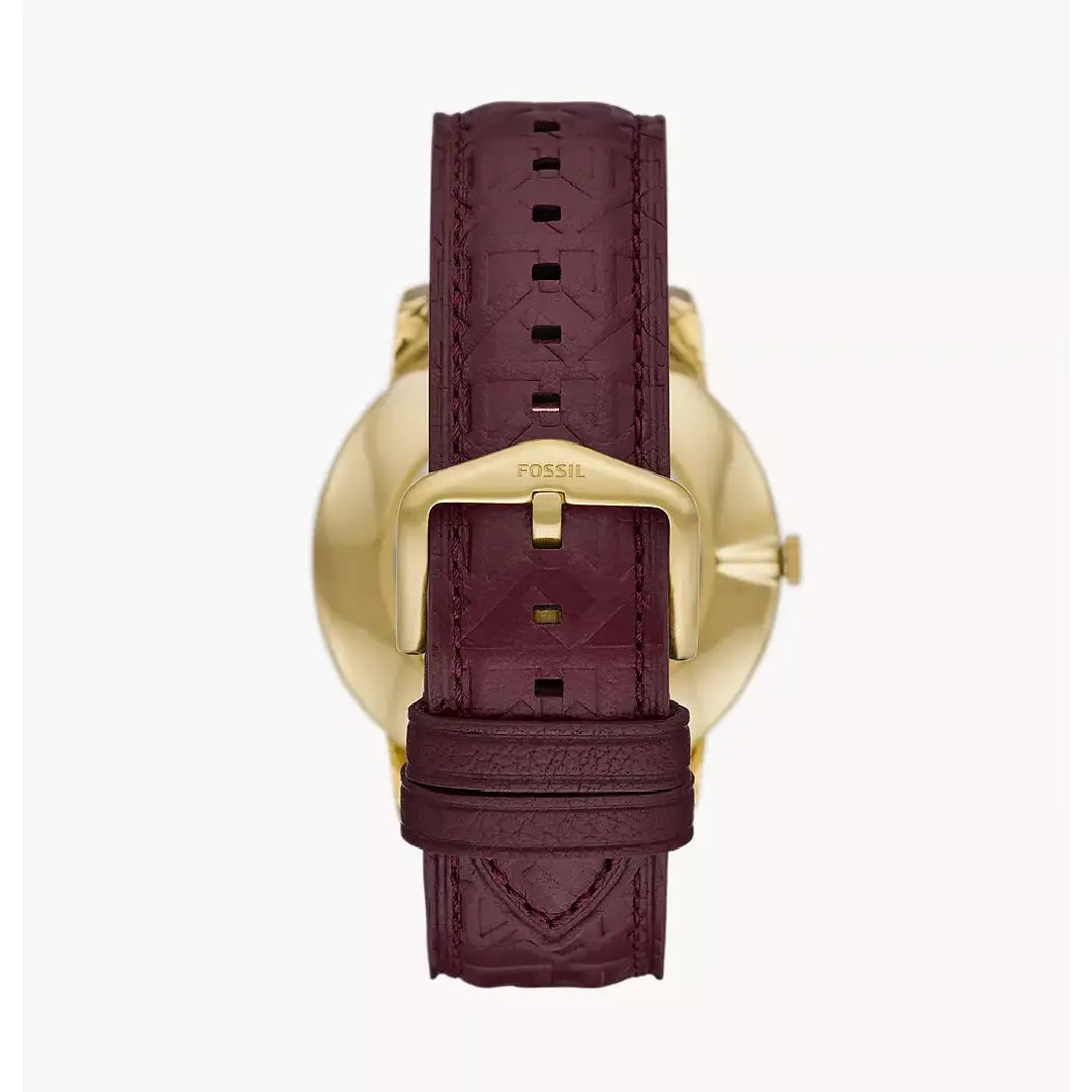 Fossil Minimalist FS5886 Three-Hand Cream Dial Leather Strap Men's Watch