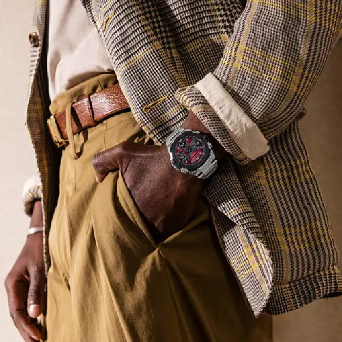 Casio G Shock G-STEEL Analog-Digital Tough Solar Bluetooth GST-B400AD-1A4 Red Vapor Dial Stainless Steel Men's Watch