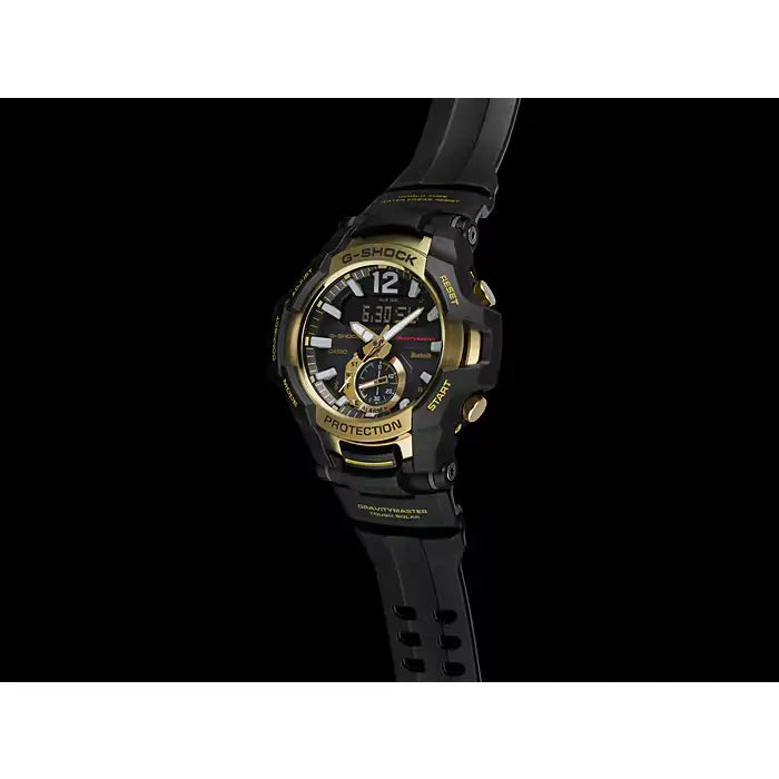 Casio G-Shock Gravitymaster GR-B100GB-1A Analog-Digital Tough Solar Bluetooth Black and Gold 53.8mm Resin Strap Men's Watch