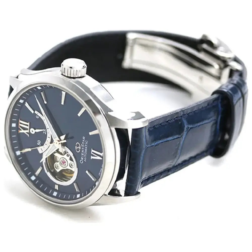 Orient Star RE-AT0006 Contemporary Automatic Power Reserve Blue Dial Leather Strap Men's Watch