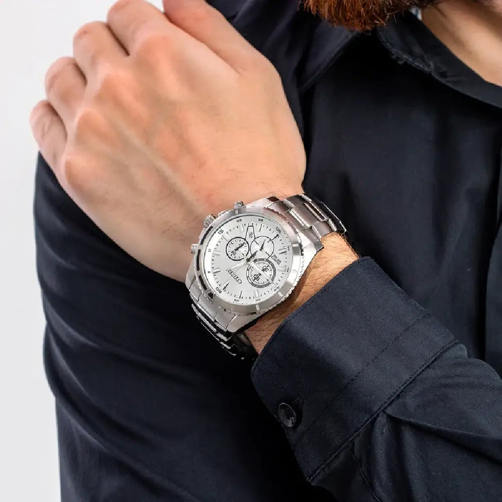 Citizen Quartz Chronograph 44mm AN8200-50A Silver Dial Stainless Steel Men's Watch