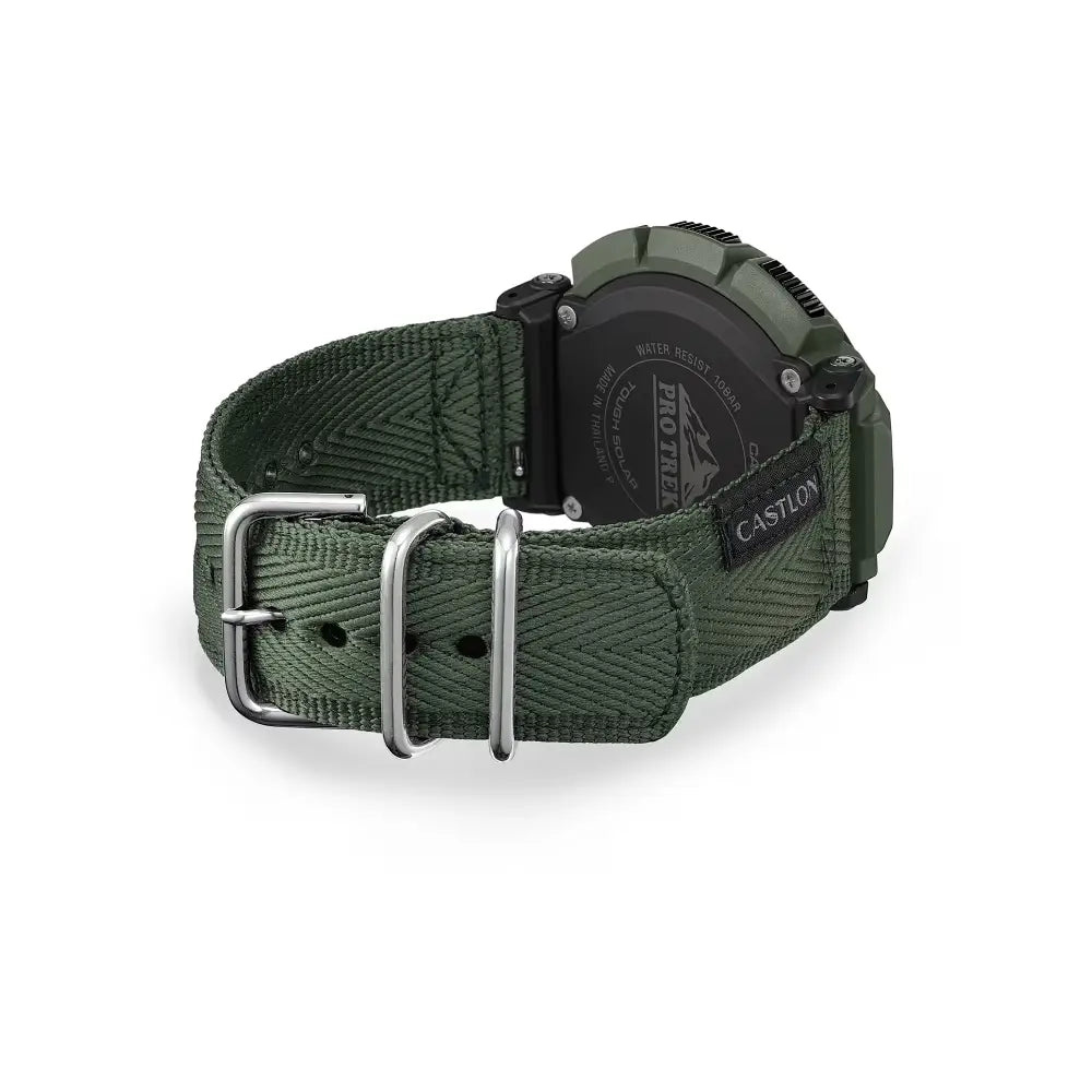 Casio PRG-340B-3D outdoor adventure watch close-up dial view