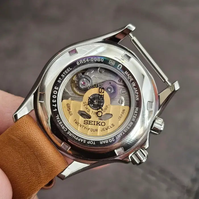 Seiko Prospex SBEJ005 Alpinist GMT men's watch transparent caseback automatic movement