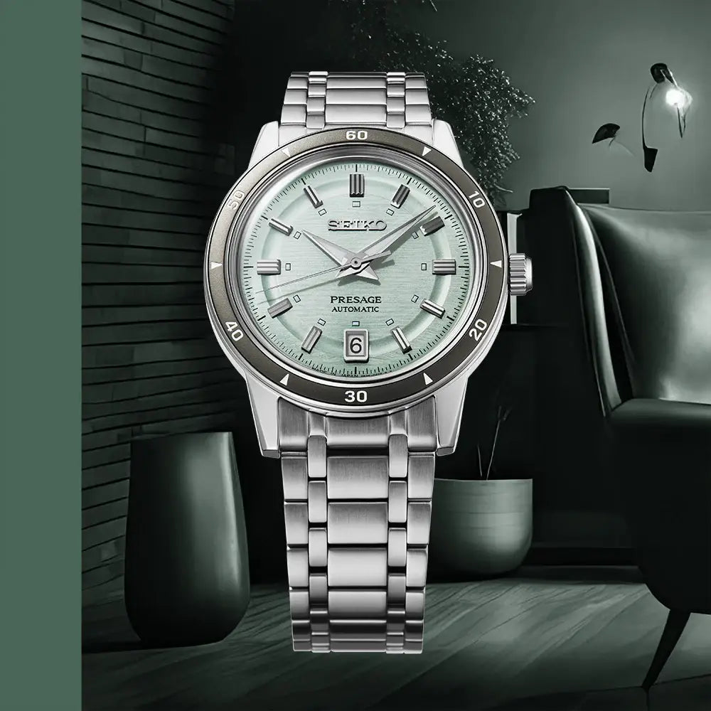 Seiko Presage SRPL71J1 "Style 60s" Automatic Green 39.5mm Dial Stainless Steel Men's Watch