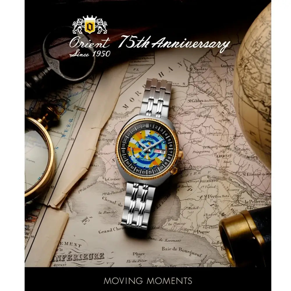 Orient Revival RA-AA0E08Y 75th Anniversary (786/1500) Limited Edition World Map Diver Multi Colour Dial Stainless Steel Men's Watch