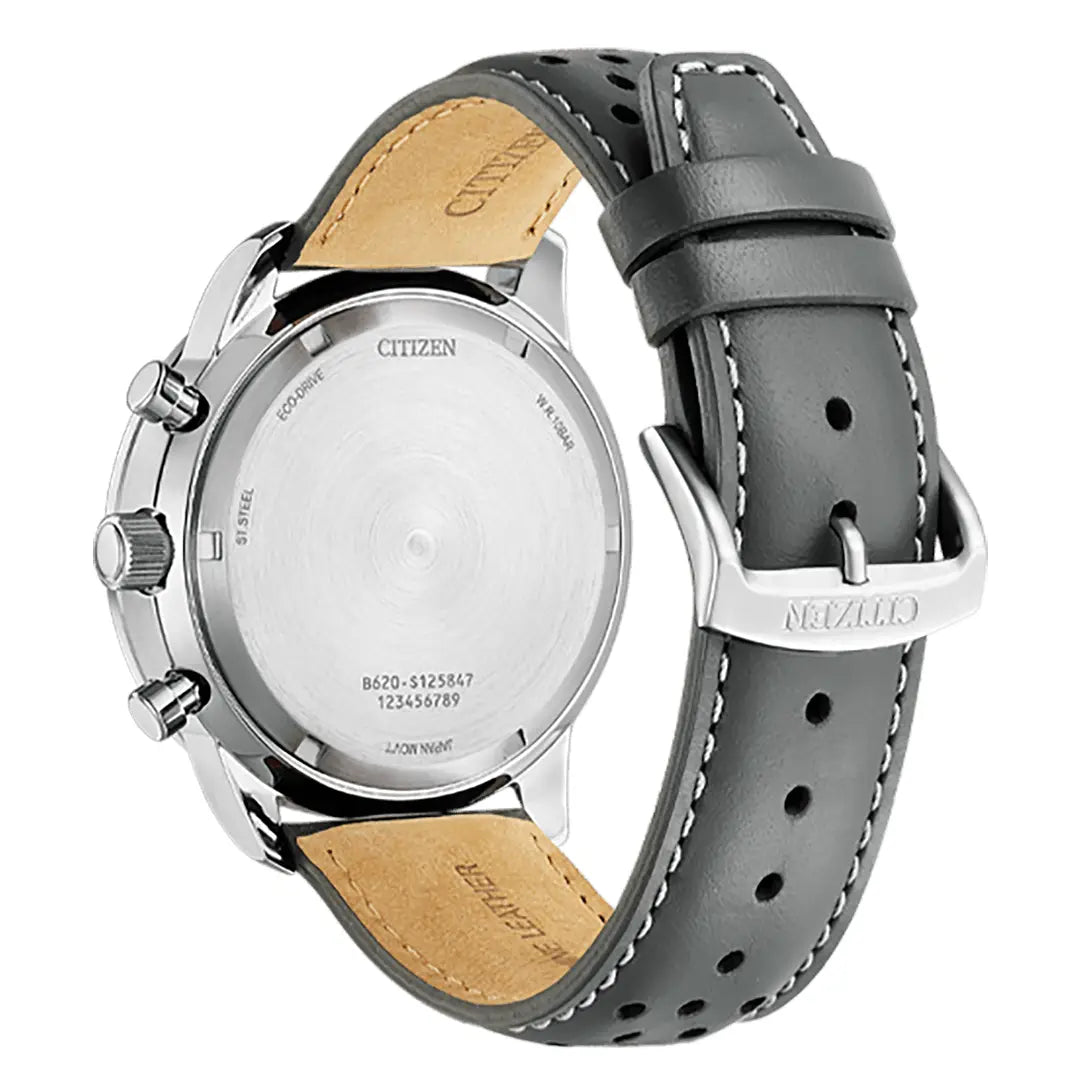 Citizen Eco-Drive CA4500-24H Aviation-Inspired Design Grey Dial Leather Strap Men's Watch