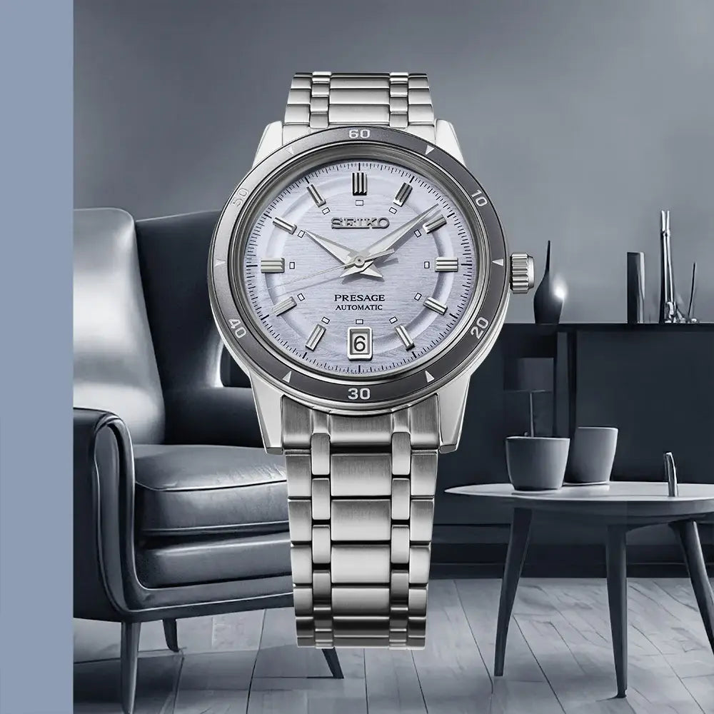 Seiko Presage SRPL73J1 "Style 60s" Automatic Violet 39.5mm Dial Stainless Steel Men's Watch