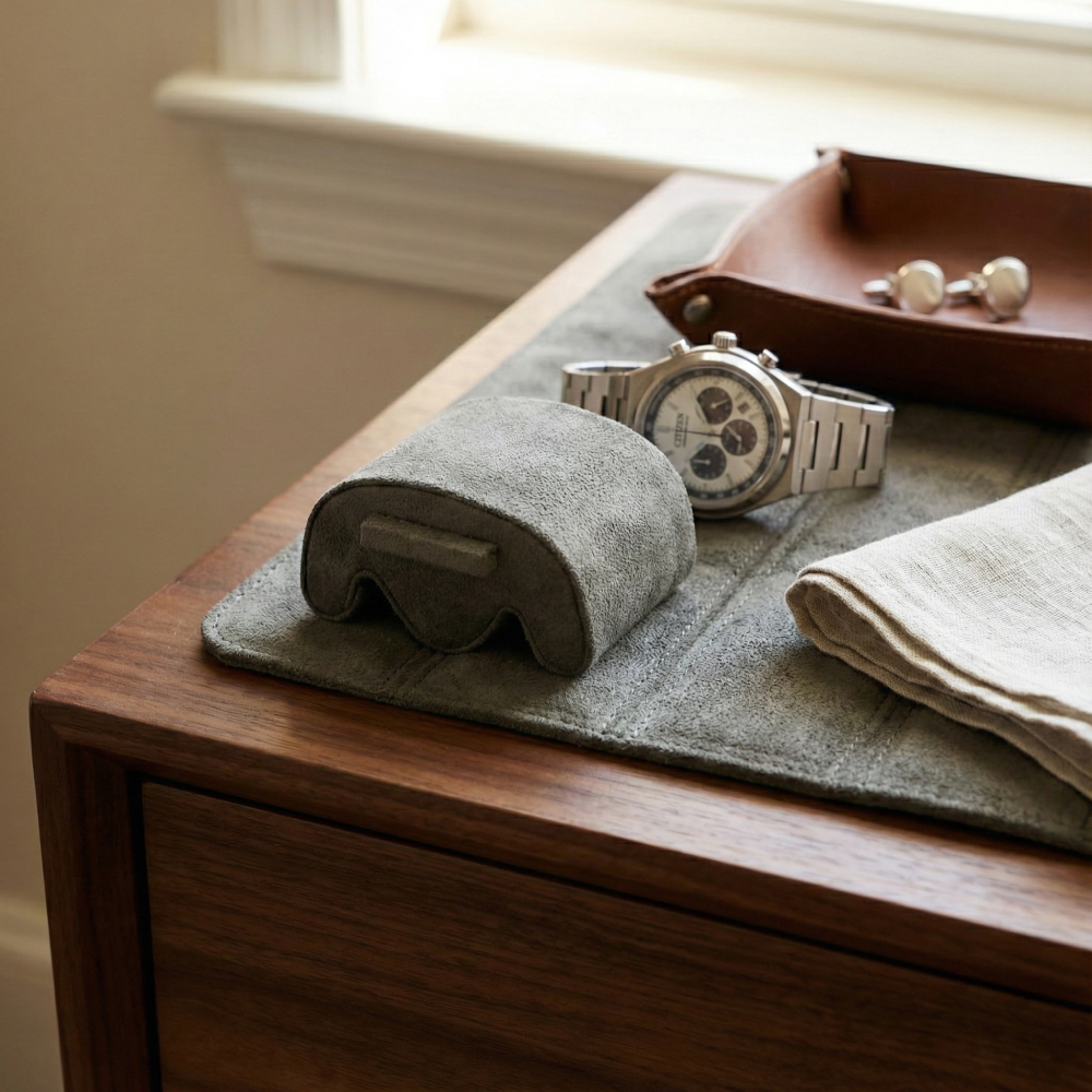 Hexagonal Premium Leather Watch Roll - 3 Slots