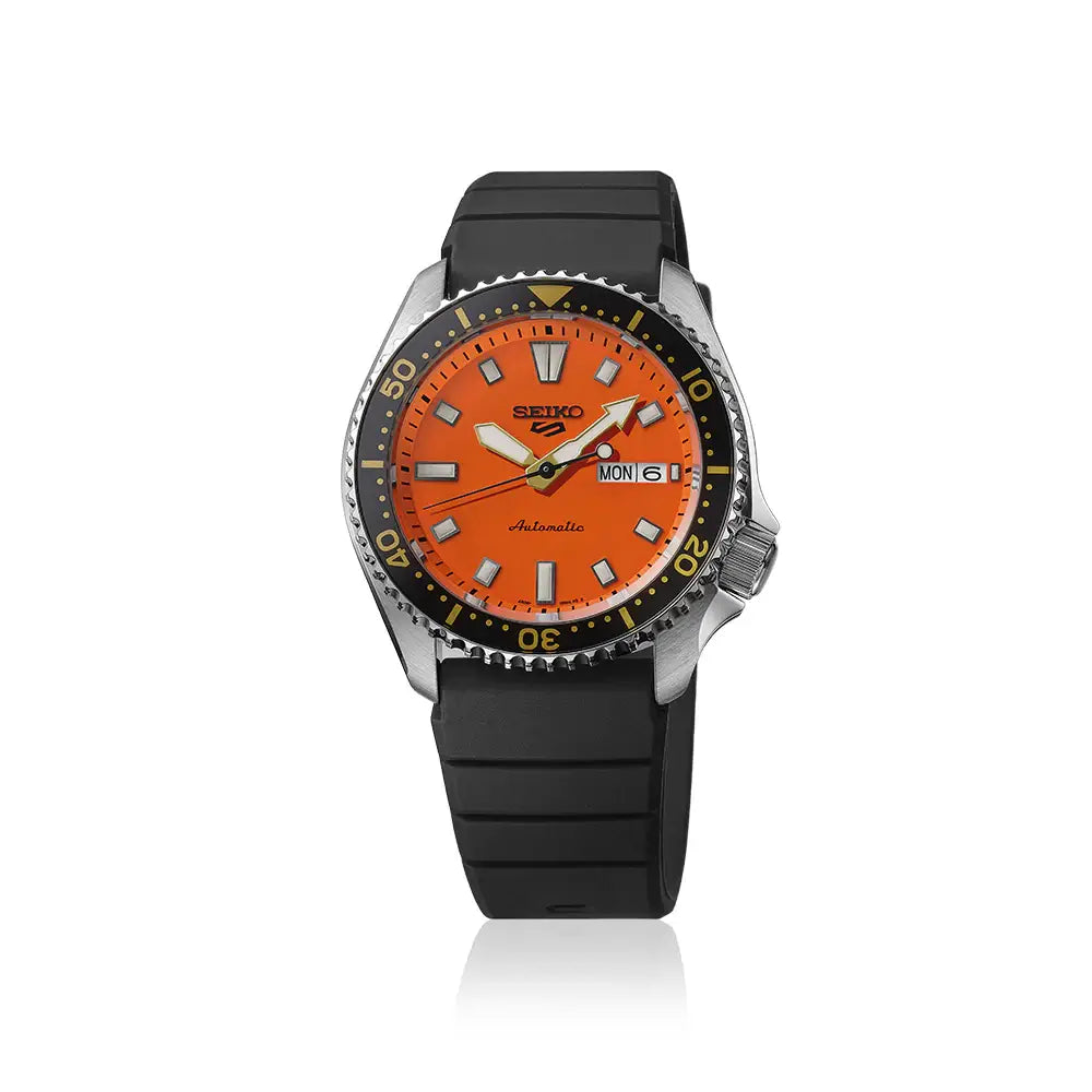 Seiko 5 Sports SRPL89K1 "SKX Redux" Daichi Orange Dial 42.5mm Silicone Strap Men's Watch