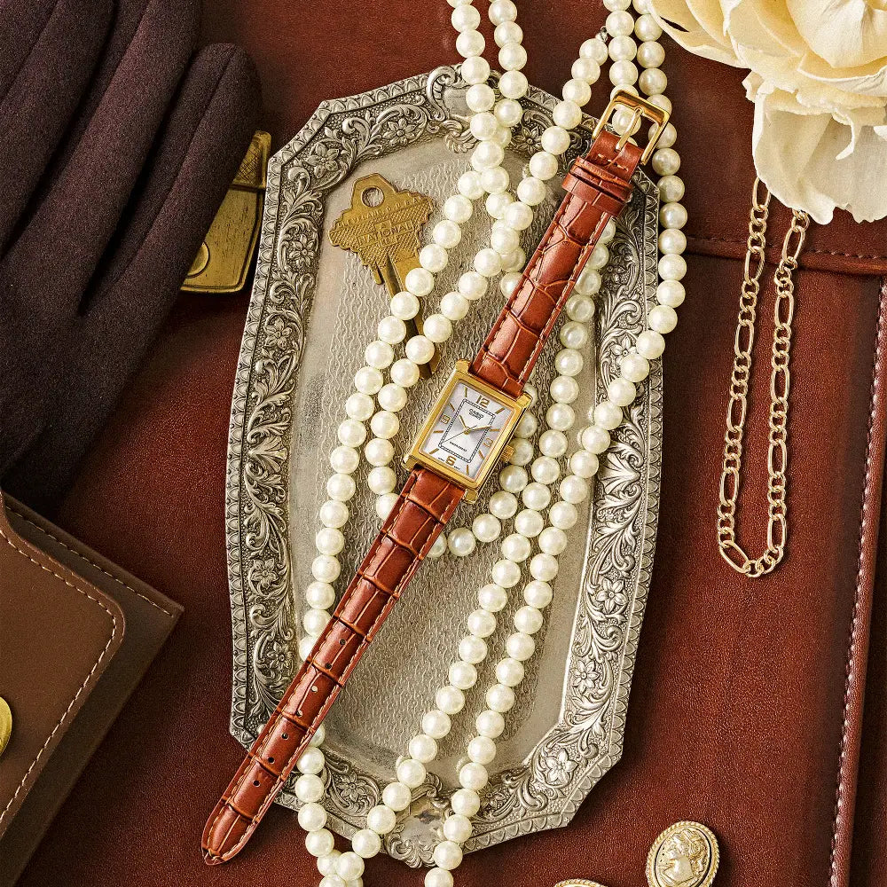 Casio Classic Analog LTP-1234GLL-7ADF Silver Dial 21mm Leather Strap Women's Watch