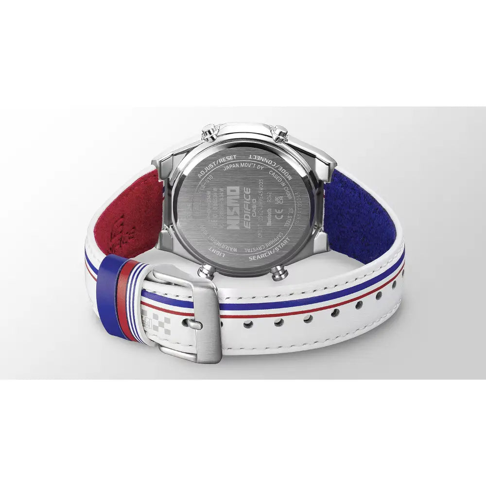 Casio Edifice Limited Edition "NISMO Heritage" ECB-S10NIS-7 Analog-Digital Solar Bluetooth White Dial 43mm Leather Strap Men's Watch