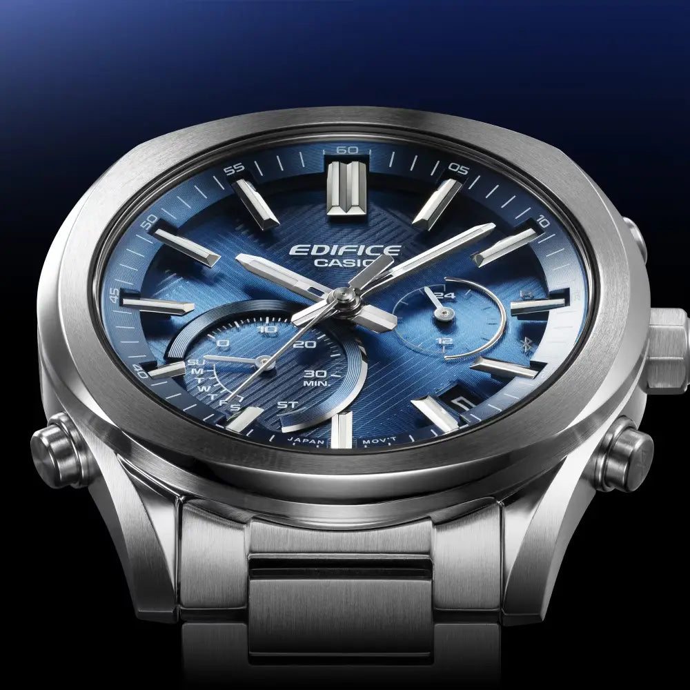 Casio EQB-1300D-2A premium steel strap blue dial watch