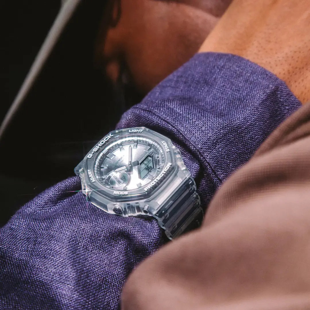 Casio G-Shock GA-2100BM-7A8DR Silver Dial Translucent Resin Strap Men's Watch